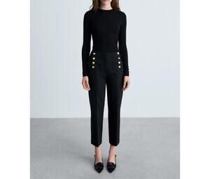 Banana Republic Avery Trousers Women's 10 Black Stretch Mid-Rise Straight Leg